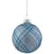 4ct. 2.75" Blue & Silver Plaid Glitter Glass Christmas Ornament Ball Set